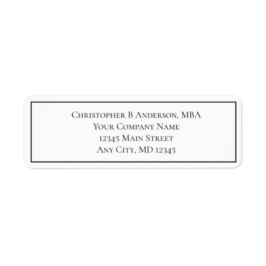 白黒ミニマル事業差出人住所 ラベル (正面)