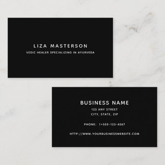 白黒ミニマル代替医療ヒーラー 名刺 (正面/裏面)