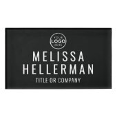 白黒ミニマル会社のロゴ従業員 名札 (正面)