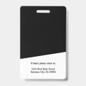 白黒ミニマル会社ロゴ従業員ID バッジ (裏面)