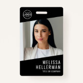 白黒ミニマル会社ロゴ従業員ID バッジ (正面)