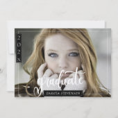 白黒ミニマル写真卒業パーティー 招待状 (正面)