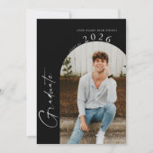 白黒ミニマル写真卒業パーティー 招待状 (正面)