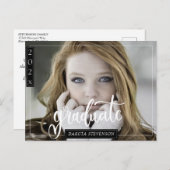 白黒ミニマル写真卒業 ポストカード (正面/裏面)