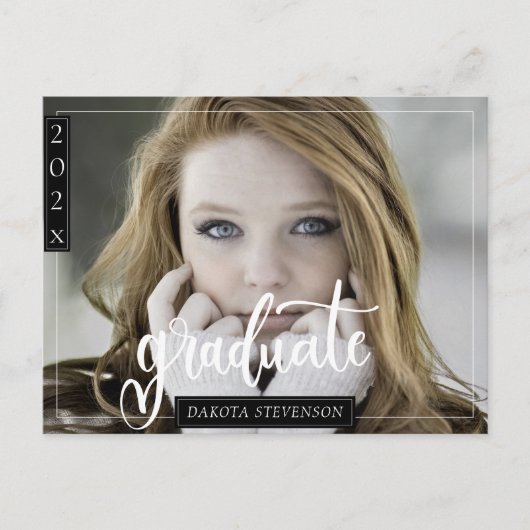 白黒ミニマル写真卒業 ポストカード (正面)