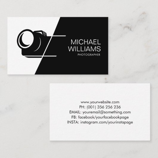 白黒ミニマル写真家 名刺 (正面/裏面)