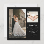 白黒ミニマル写真結婚のサンキューカード 招待状 (正面)