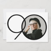 白黒ミニマル写真 90歳の誕生日 招待状 (正面)