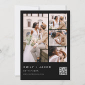 白黒ミニマル写真QRコードホワイト結婚ズ 招待状 (正面)