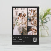 白黒ミニマル写真QRコードホワイト結婚ズ 招待状 (スタンド正面)