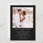 白黒ミニマル写真QRコードホワイト結婚ズ 招待状 (裏面)