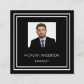 白黒ミニマル写真QRコード スクエア名刺 (正面)