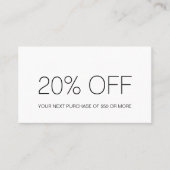 白黒ミニマル割引カード 名刺 (正面)