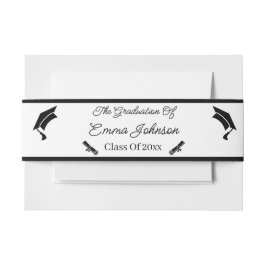 白黒ミニマル卒業パーソナライズされた 招待状ベリーバンド