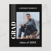 白黒ミニマル卒業発表 ポストカード (正面)