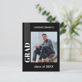 白黒ミニマル卒業発表 ポストカード (スタンド正面)