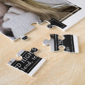 白黒ミニマル卒業記念の写真 ジグソーパズル (側面)