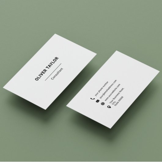 白黒ミニマル名前をカスタムするタイポグラフィ 名刺