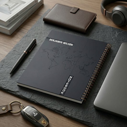 白黒ミニマル名前をカスタムする ノートブック