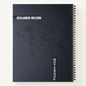 白黒ミニマル名前をカスタムする ノートブック (裏面)