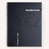 白黒ミニマル名前をカスタムする ノートブック (正面)