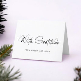 白黒ミニマル手書きスクリプト サンキューカード