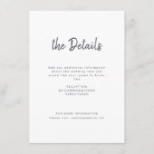 白黒ミニマル手書き結婚スクリプト エンクロージャーカード (正面)