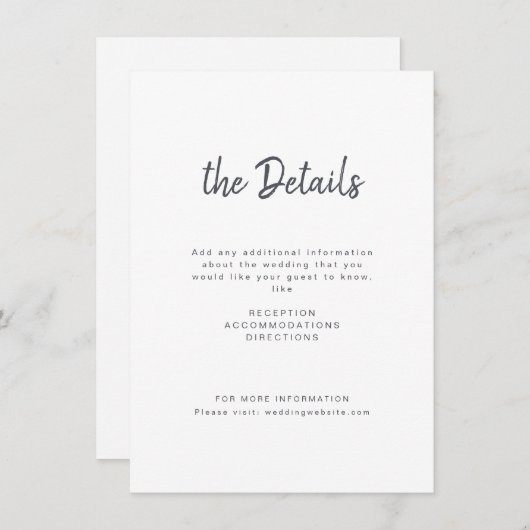 白黒ミニマル手書き結婚スクリプト エンクロージャーカード (正面/裏面)