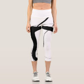 白黒ミニマル抽象芸術アート カプリレギンス (正面)