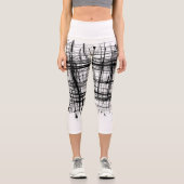 白黒ミニマル抽象芸術アート カプリレギンス (正面)