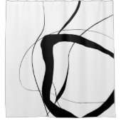 白黒ミニマル抽象芸術アート シャワーカーテン (正面)