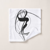 白黒ミニマル抽象芸術アート バスタオルセット (ウォッシュタオル)