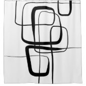 白黒ミニマル抽象芸術アートNr22L13 シャワーカーテン (正面)