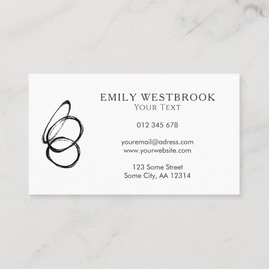 白黒ミニマル抽象芸術プロフェッショナル 名刺 (裏面)