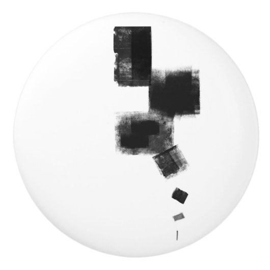 白黒ミニマル抽象芸術幾何学 セラミックノブ (正面)