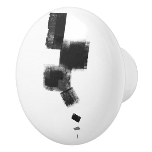 白黒ミニマル抽象芸術幾何学 セラミックノブ (右)