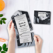 白黒ミニマル抽象芸術絵画ズ結婚の オールインワン招待状