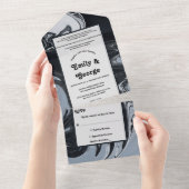 白黒ミニマル抽象芸術絵画ズ結婚の オールインワン招待状 (貼ってはがせる)