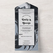 白黒ミニマル抽象芸術絵画ズ結婚の オールインワン招待状 (内側)