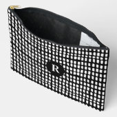 白黒ミニマル抽象芸術線パターン アクセサリーポーチ (見開き)