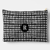 白黒ミニマル抽象芸術線パターン アクセサリーポーチ (裏面)