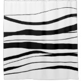 白黒ミニマル抽象芸術線 シャワーカーテン (正面)