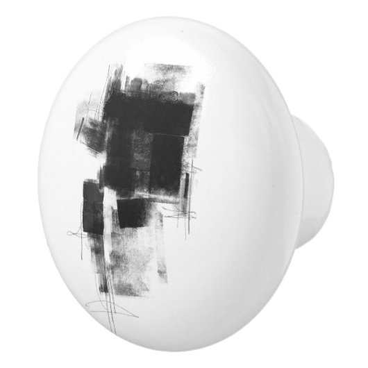 白黒ミニマル抽象芸術芸術的 セラミックノブ (右)