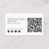白黒ミニマル抽象芸術落書きQRコード 名刺 (裏面)