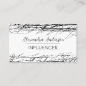 白黒ミニマル抽象芸術落書きQRコード 名刺 (正面)