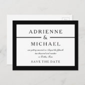 白黒ミニマル日付の保存 案内ポストカード (正面/裏面)