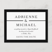 白黒ミニマル日付の保存 案内ポストカード (正面)