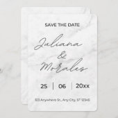 白黒ミニマル日付保存招待状 セーブザデート (正面/裏面)