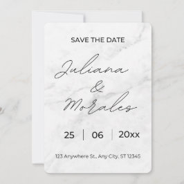 白黒ミニマル日付保存招待状 セーブザデート