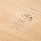 白黒ミニマル書道結婚の アクリル招待状 (レイダウン)